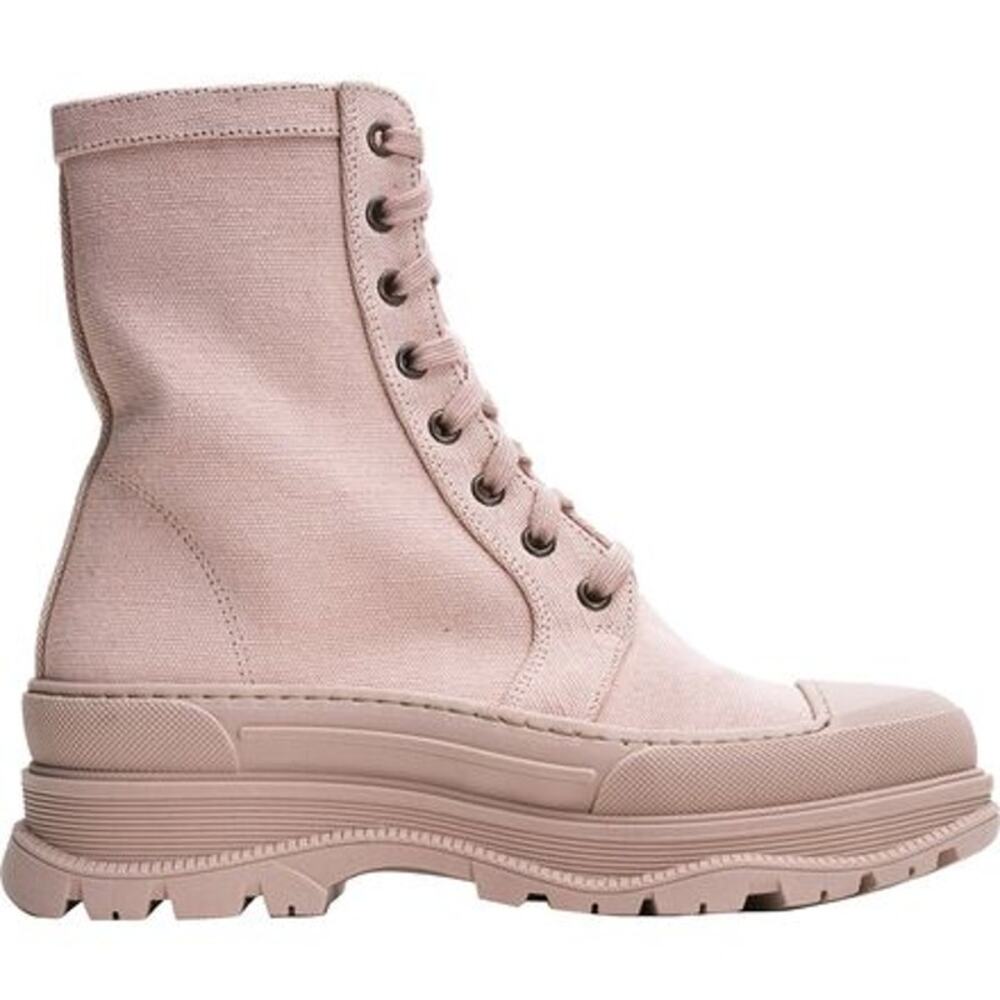 Free People Camp Out Canvas Lace Up Combat Boots Dove Gray Women's Size 38 NWOB